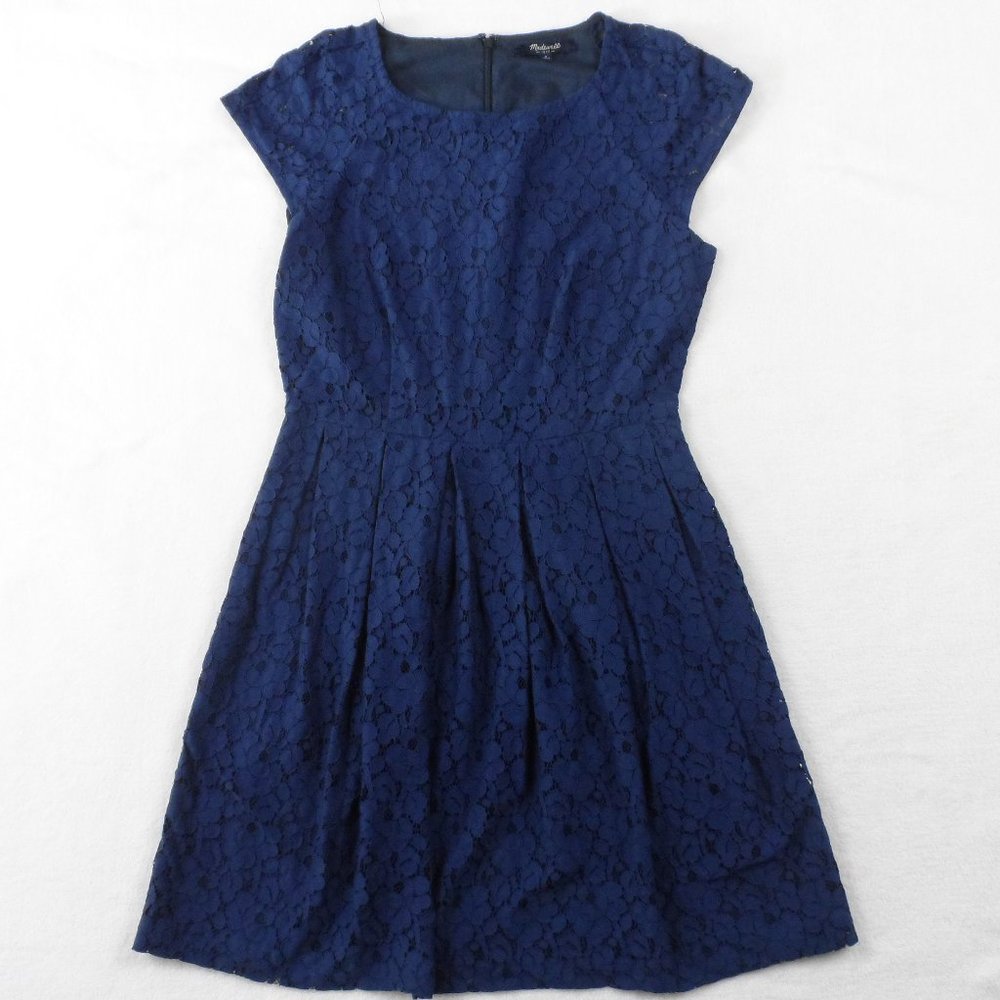 Madewell Lacebloom Fit and Flare Dress Lace Blue 0